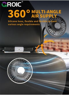 GROIC Car Fan for Backseat, Dual Head Hose Car Seat Fan with Led Lights, Portable USB Fan for Car, 3 Speeds and 360 Degree Rotatable Cooling Car Fans for Vehicles RV SUV Truck  - Image 3