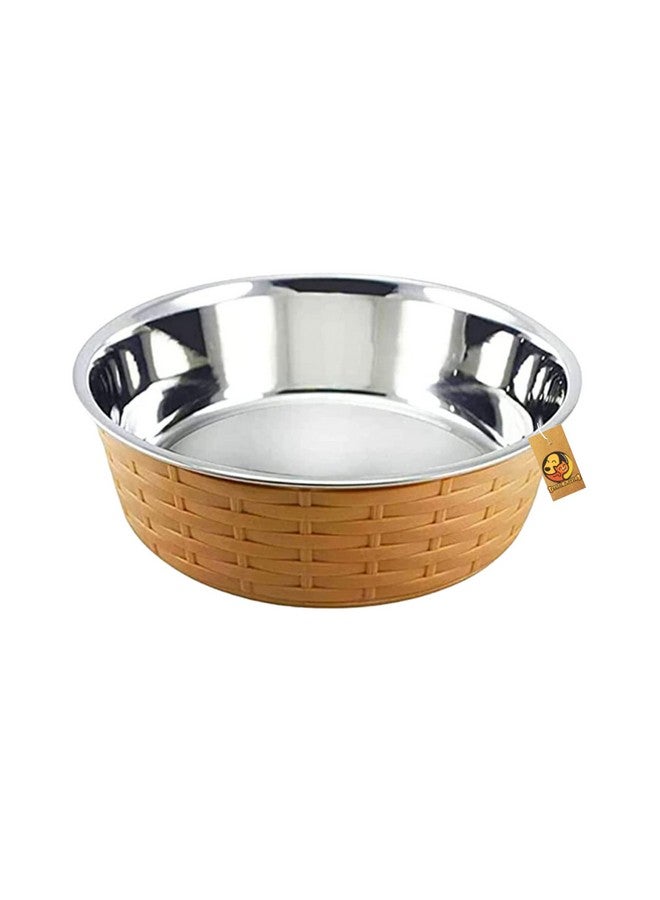 وعاء منسوج من الفولاذ المقاوم للصدأ لتغذية الحيوانات الأليفة - 1500 مل (بني - كبير) للكلاب المتوسطة إلى الكبيرة | قاعدة متينة، وعاء لتغذية الطعام/الماء | غير سام وآمن بنسبة 100% للحيوانات الأليفة - Image 1