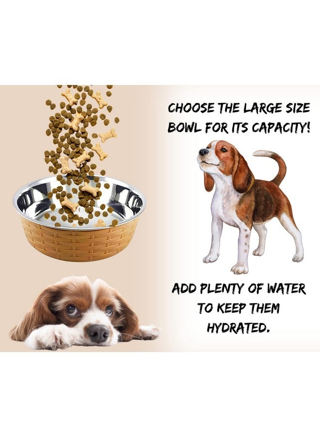 وعاء منسوج من الفولاذ المقاوم للصدأ لتغذية الحيوانات الأليفة - 1500 مل (بني - كبير) للكلاب المتوسطة إلى الكبيرة | قاعدة متينة، وعاء لتغذية الطعام/الماء | غير سام وآمن بنسبة 100% للحيوانات الأليفة - Image 3