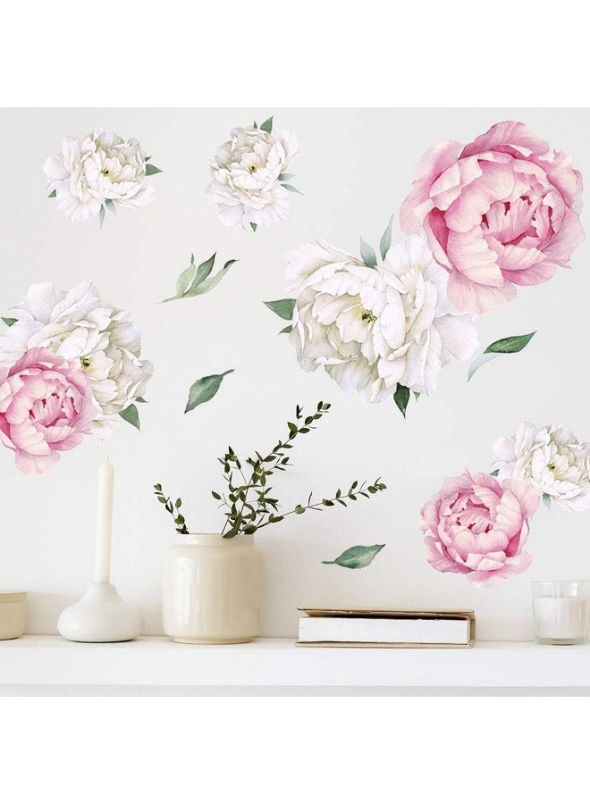 DesignStickers Peony Watercolor Wall Decals (Pink and White Watercolor) - Peony Decor Flowers Wall Decals - Botanical Bedroom Wall Decals Girls - Floral Peonies Pink Wall Stickers Bedroom Nursery with Test Sample - Image 1