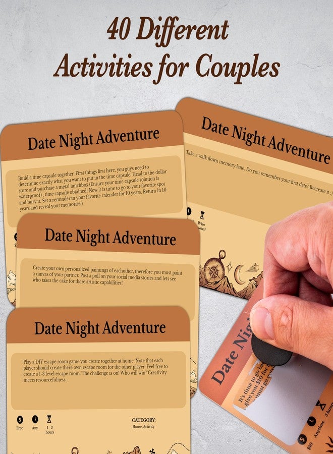 GreenCor Valentines Day Date Night Adventure Box - Gifts for Her, Him, Scratch-Off Date Ideas, Anniversary or Birthday Gifts for Girlfriend, Boyfriend, Vanilla and Lavender Candles, Decision Coin & Dice - Image 4