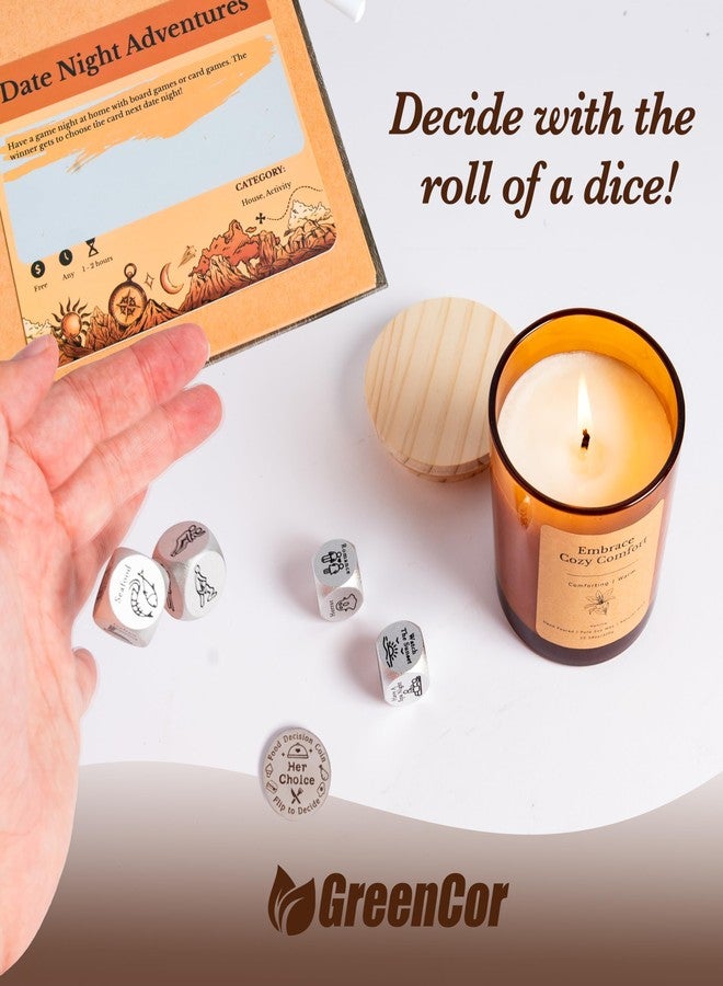 GreenCor Valentines Day Date Night Adventure Box - Gifts for Her, Him, Scratch-Off Date Ideas, Anniversary or Birthday Gifts for Girlfriend, Boyfriend, Vanilla and Lavender Candles, Decision Coin & Dice - Image 5