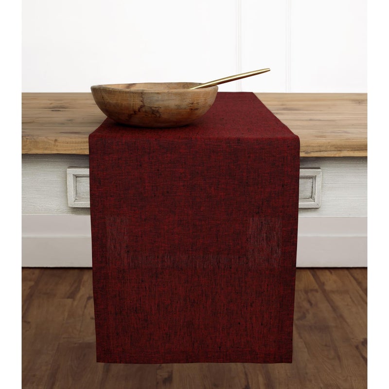Solino Home Linen Table Runner 144 Inches Long - 100% Pure Linen Red Garnet Table Runner 14 x 144 Inch - Machine Washable Dining Table Runner for Fall  Thanksgiving  Christmas - Athena - Image 2