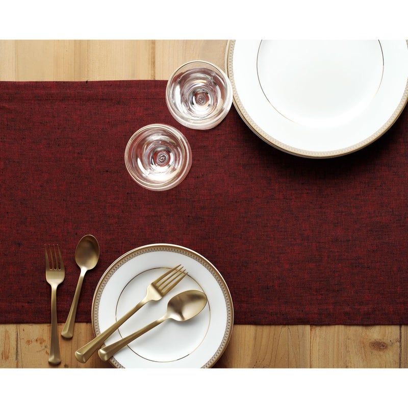 Solino Home Linen Table Runner 144 Inches Long - 100% Pure Linen Red Garnet Table Runner 14 x 144 Inch - Machine Washable Dining Table Runner for Fall  Thanksgiving  Christmas - Athena - Image 3