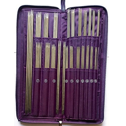 MAYMII 104 Pcs Knitting Kit Stainless Steel Knit Needles Straight+Circular Needles+Crochet Hook Needlework Hand Tool with Pu Bag - Image 3