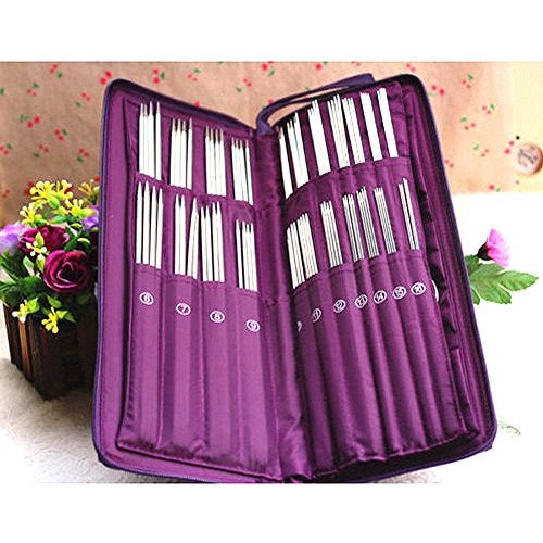 MAYMII 104 Pcs Knitting Kit Stainless Steel Knit Needles Straight+Circular Needles+Crochet Hook Needlework Hand Tool with Pu Bag - Image 2