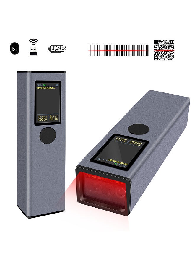 2D 1D QR Barcode Scanner with TFT Screen 3 in 1 BT & 2.4GHz Wireless & Wired Connection Sound and Vibrator Prompt Support Offline Storage Compatible with Windows Android Linux Mac