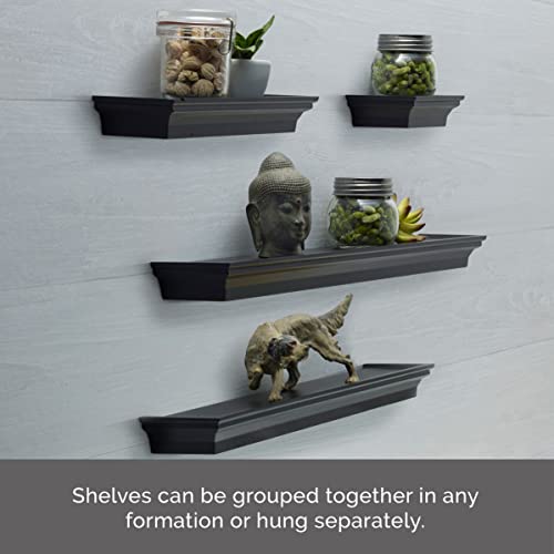 Melannco Floating Wall Shelves for Bedroom, Living Room, Bathroom, Kitchen, Nursery, Set of 4, Black, 4 Count - Image 3