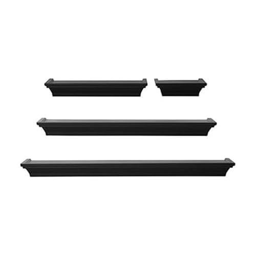 Melannco Floating Wall Shelves for Bedroom, Living Room, Bathroom, Kitchen, Nursery, Set of 4, Black, 4 Count - Image 1