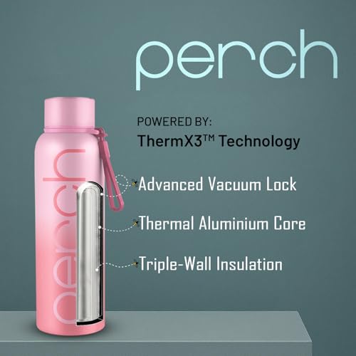Perch Zion Hot & Cold Steel Water Bottle Set of 2 (720 ml Each), ISI Certified, Vacuum Insulated | Leak Proof, BPA-Free | for Couples, Gift for His & Her |Kids, Men & Women|Cotton Candy & Green-Pink - Image 5