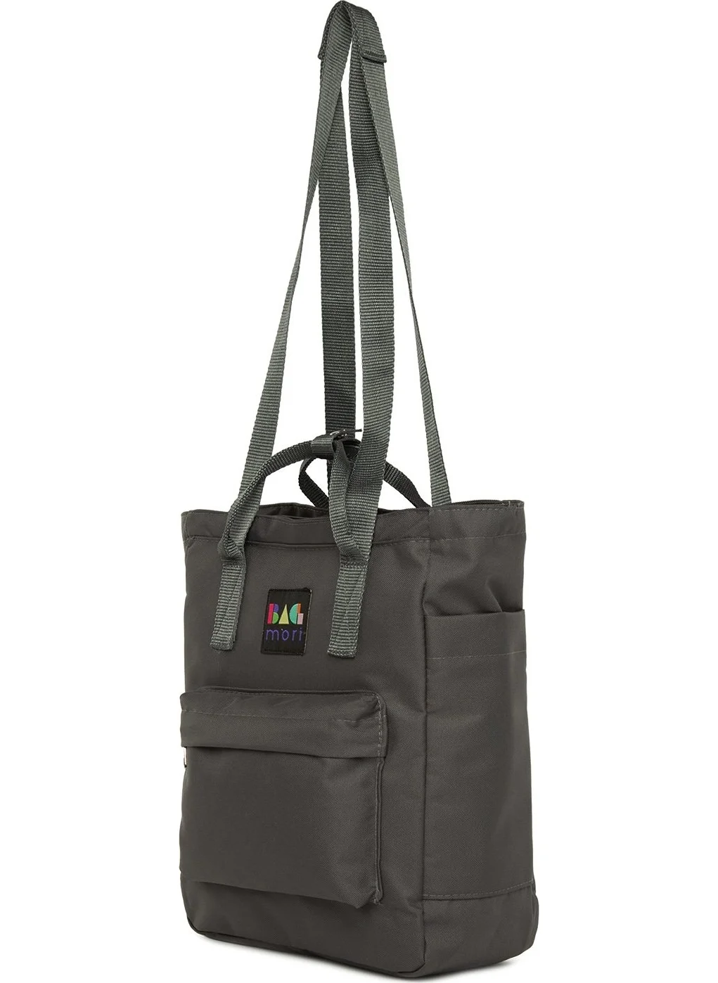باجموري Gray Zippered Column Strap Backpack