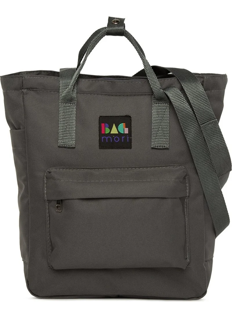باجموري Gray Zippered Column Strap Backpack