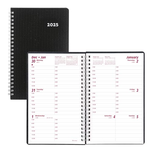 Brownline® 2025 DuraFlex Weekly Planner, Appointment Book, 12 Months, January to December, Twin-Wire Binding, 8" x 5", Black (CB75V.BLK-25) - Image 1
