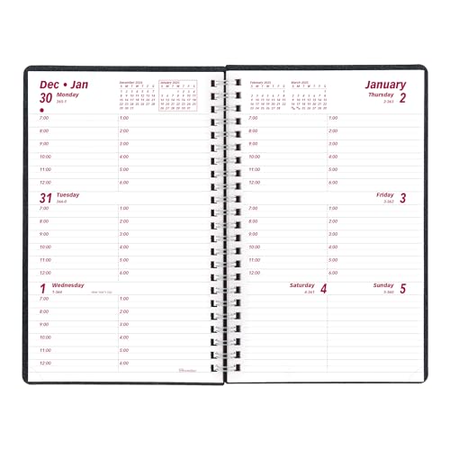 Brownline® 2025 DuraFlex Weekly Planner, Appointment Book, 12 Months, January to December, Twin-Wire Binding, 8" x 5", Black (CB75V.BLK-25) - Image 3