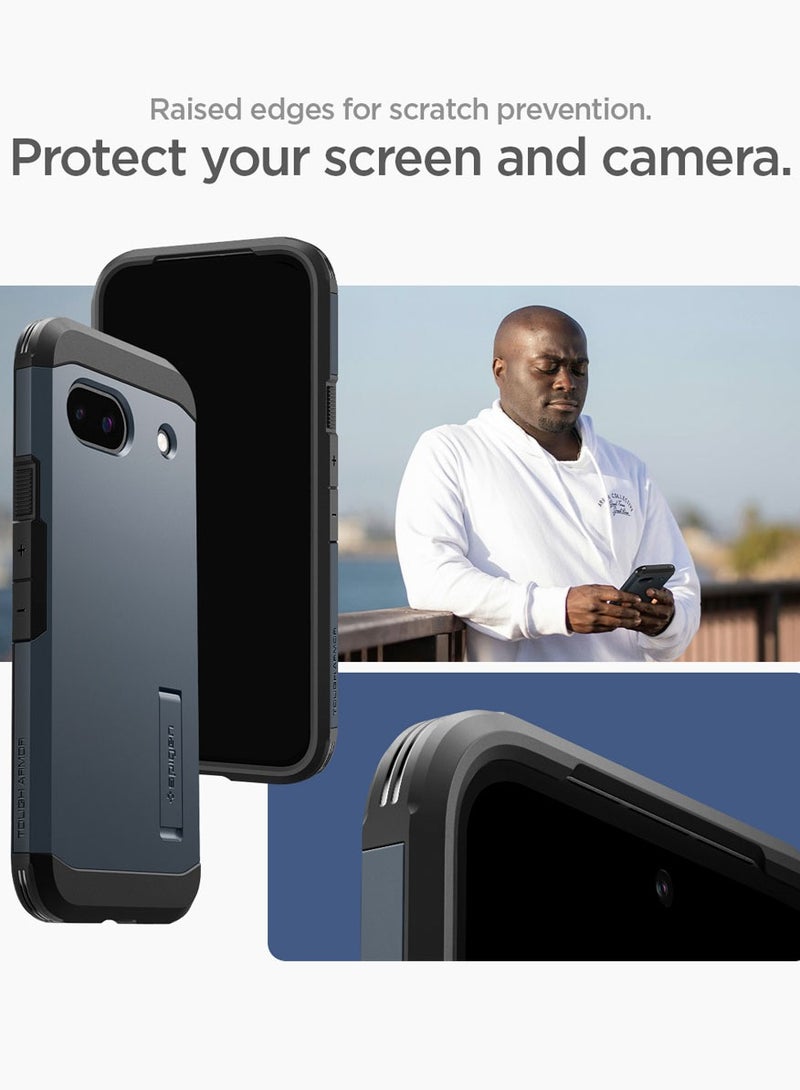 Spigen Tough Armor Google Pixel 8a Case Cover with Extreme Impact Foam & Kickstand - Metal Slate - Image 3