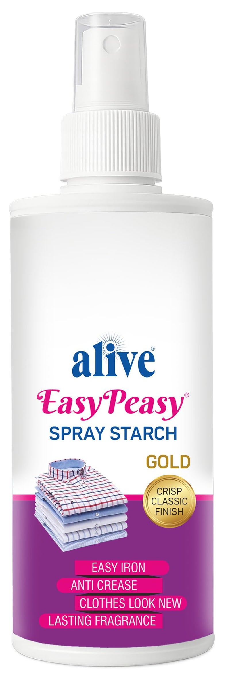 Easy Peasy Alive EASY PEASY SPRAY STARCH | Smooth, Crisp Classic Finish with Long Lasting Class Fragrance | (Lavender) - Image 1