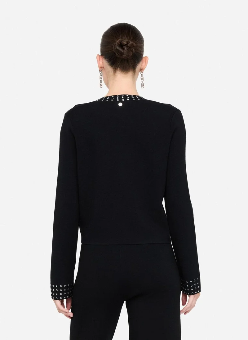 ليو جو جاكيت محبوك بأحجار كريمة