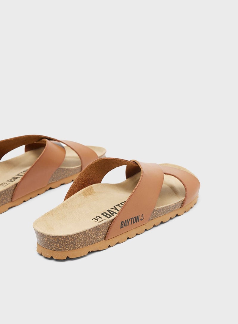 BAYTON Gomera Criss-Cross Leather Strap Sandals - Image 3