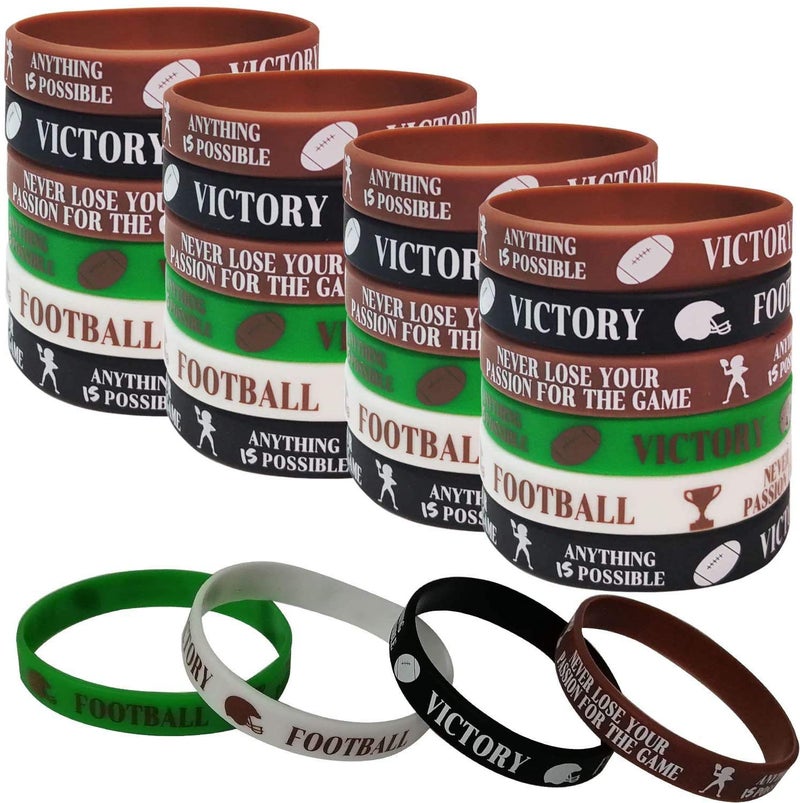 CupaPlay 36 PCS Football Motivational Rubber Bracelets - Super Bowl Sports/Football Birthday Party Favors Supplies Decorations Gifts Prize Silicone Wristbands - Image 1