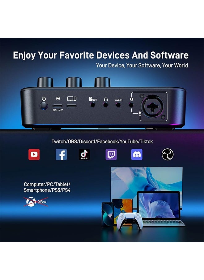 Maono - MAONO Gaming Audio Mixer, Audio Interface with Pro-preamp, RGB, Bluetooth, 48V Phantom Power for Live Streaming, Podcasting, Content Create, Gaming Caster G1 NEO (Not for USB Mic) - Image 1