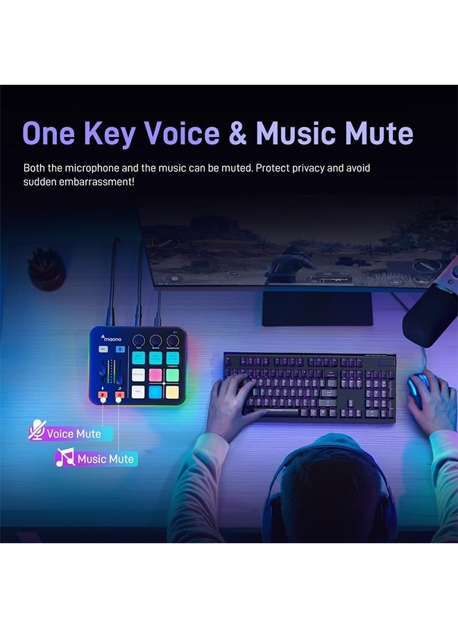 Maono - MAONO Gaming Audio Mixer, Audio Interface with Pro-preamp, RGB, Bluetooth, 48V Phantom Power for Live Streaming, Podcasting, Content Create, Gaming Caster G1 NEO (Not for USB Mic) - Image 1