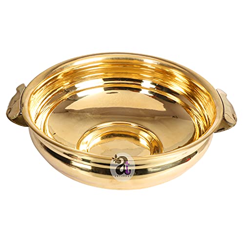 Artvarko Brass Decorative Urli for Flowers and Candles Traditional Floating Pot Home Decor Showpiece for Diwali Gift (8 inch Dia) - Image 1