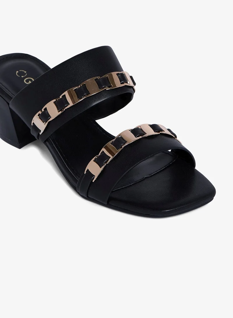 Geoomnii BLACK Geoomnii Mid Heel Sandals for Women – Comfortable Stylish Heeled Sandals for Office, Party & Daily Wear for Women | Best Price UAE