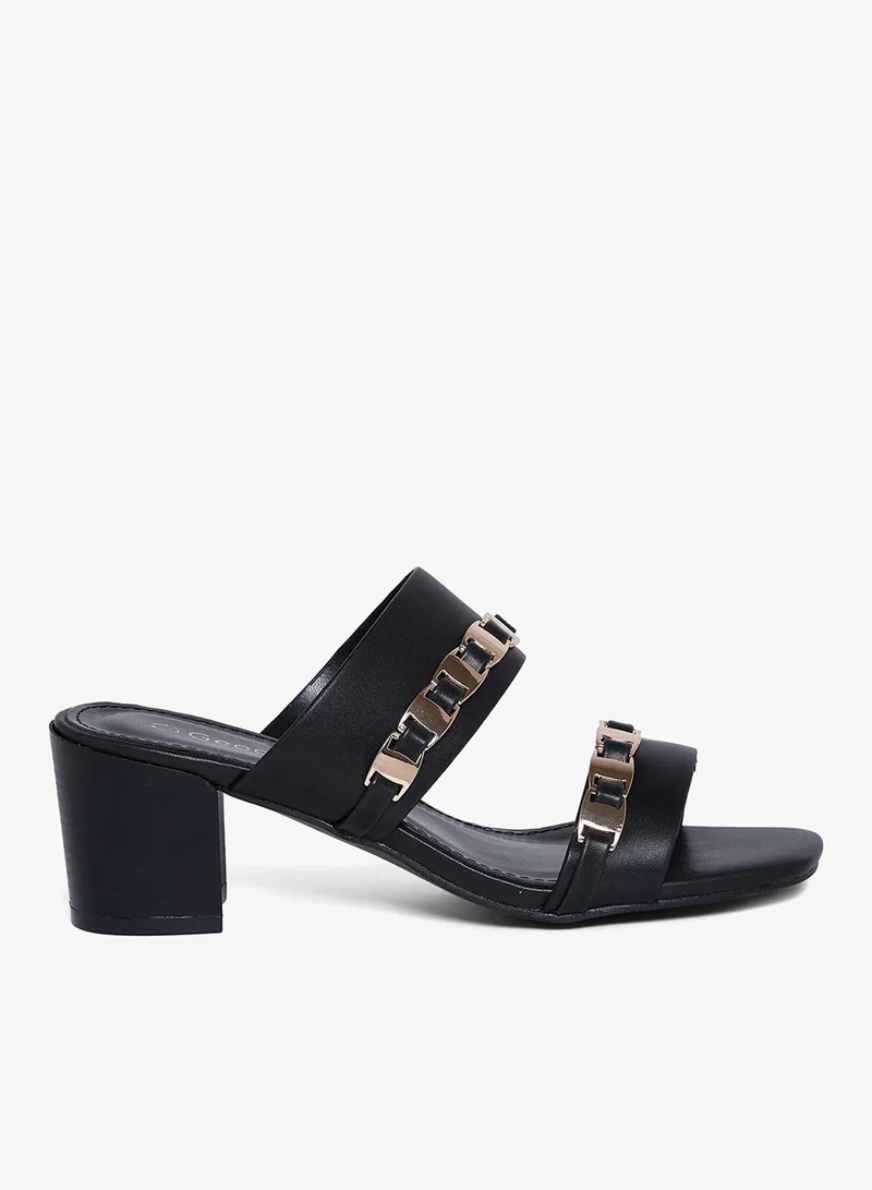 Geoomnii BLACK Geoomnii Mid Heel Sandals for Women – Comfortable Stylish Heeled Sandals for Office, Party & Daily Wear for Women | Best Price UAE