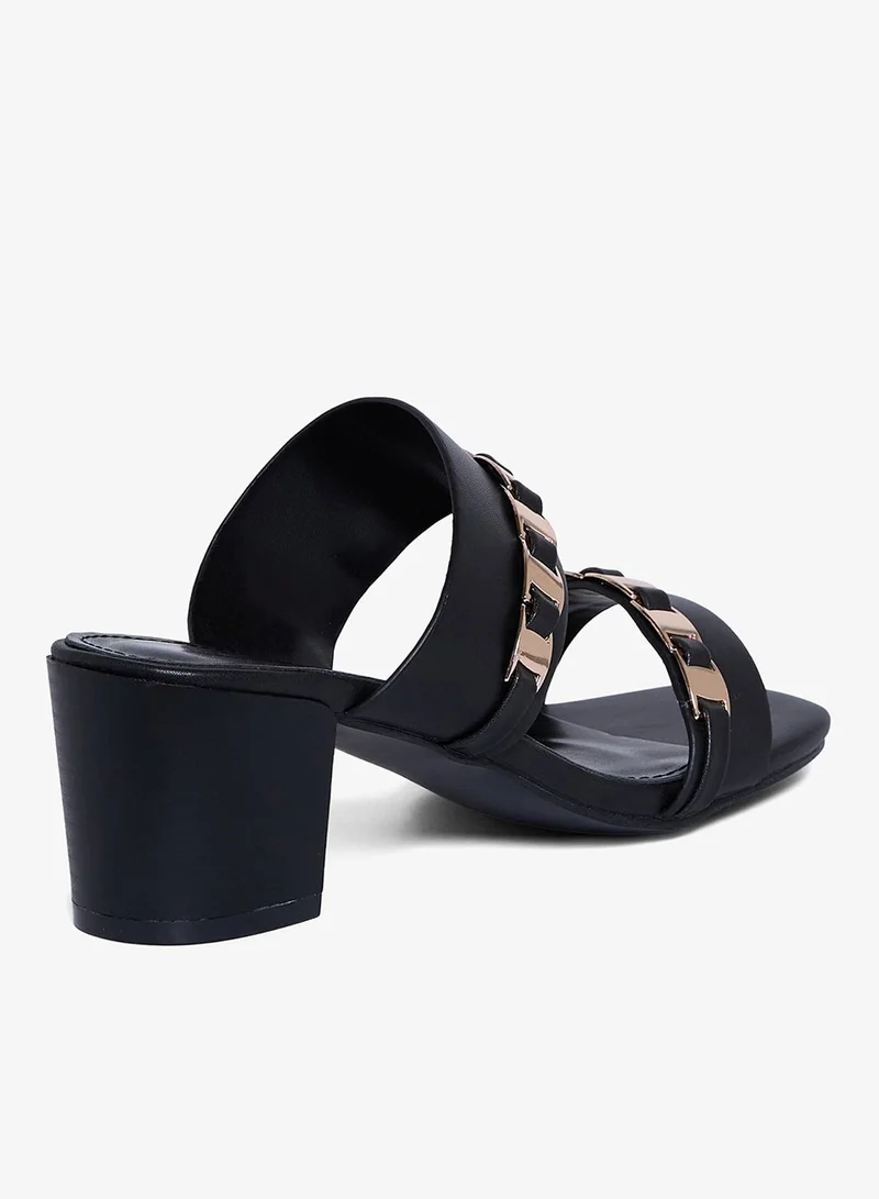 Geoomnii BLACK Geoomnii Mid Heel Sandals for Women – Comfortable Stylish Heeled Sandals for Office, Party & Daily Wear for Women | Best Price UAE