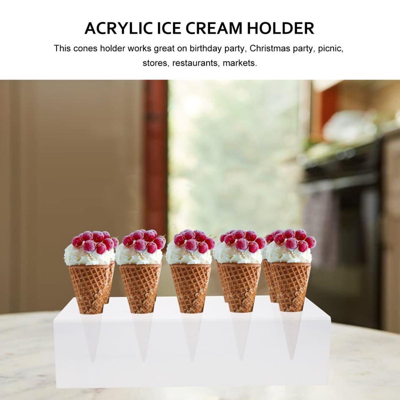Acrylic Ice Cream Cone Holder Stand 10 Holes Display Rack Reusable For Home Commercial Use - Image 4