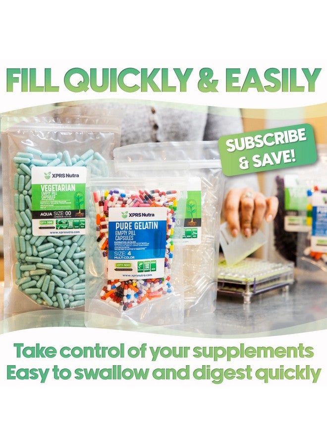 XPRS Nutra Size 0 Empty Capsules 500 Clear Count Empty Vegan Capsules Vegetarian Empty Pill Capsules Diy Vegetable Capsule Filling Veggie Pill Capsules Empty Caps - Image 3