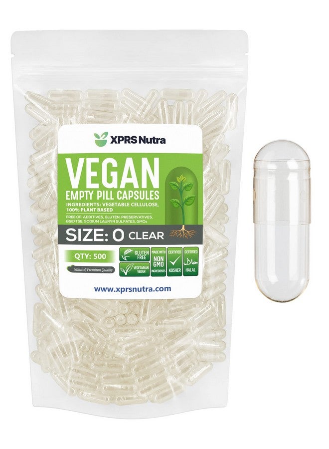 XPRS Nutra Size 0 Empty Capsules 500 Clear Count Empty Vegan Capsules Vegetarian Empty Pill Capsules Diy Vegetable Capsule Filling Veggie Pill Capsules Empty Caps - Image 2