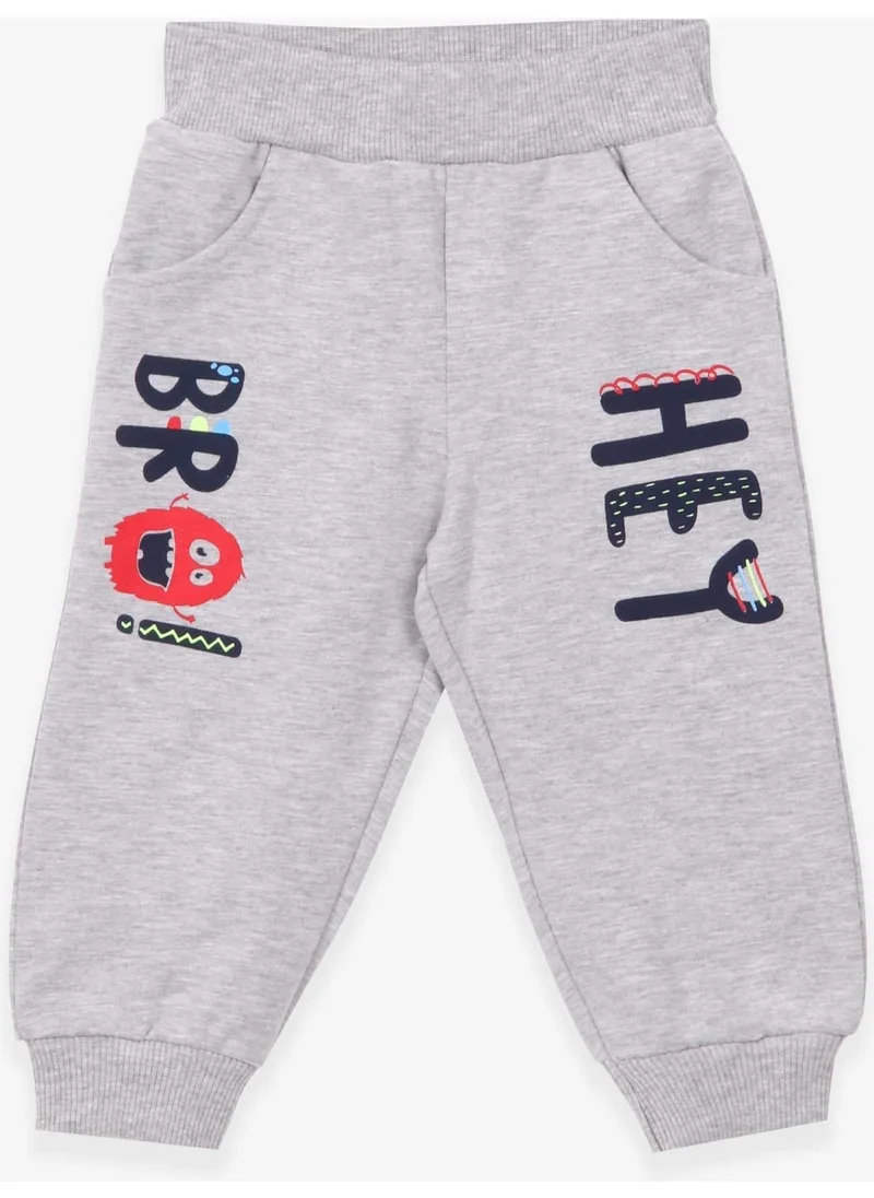 Breeze Baby Boy Sweatpants Printed Pocket Gray Melange (9 Months-3 Years)