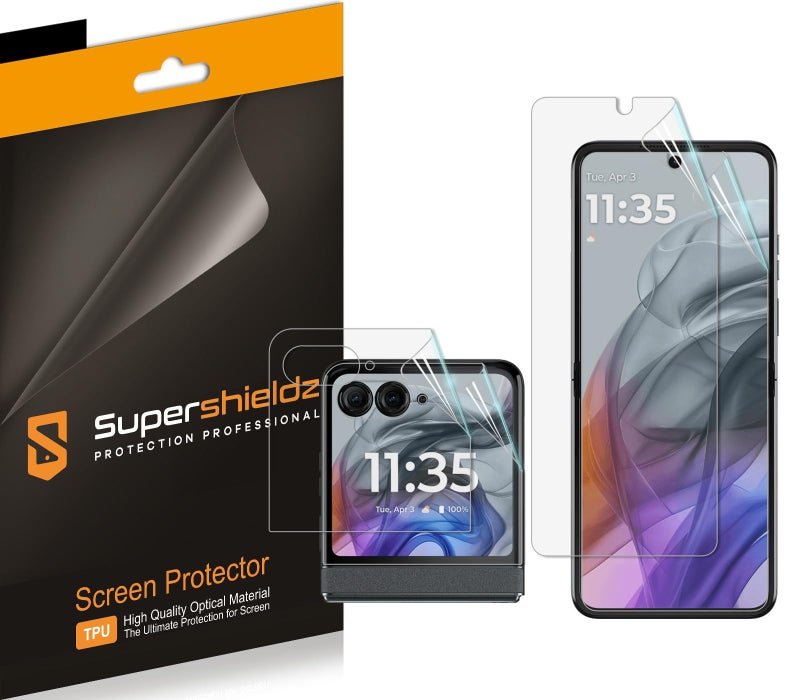 Supershieldz (2 Pack) Designed for Motorola Razr (2024/2025) [2 Main Screen + 2 Front Screen] Screen Protector, High Definition Clear Shield (TPU) - Image 4