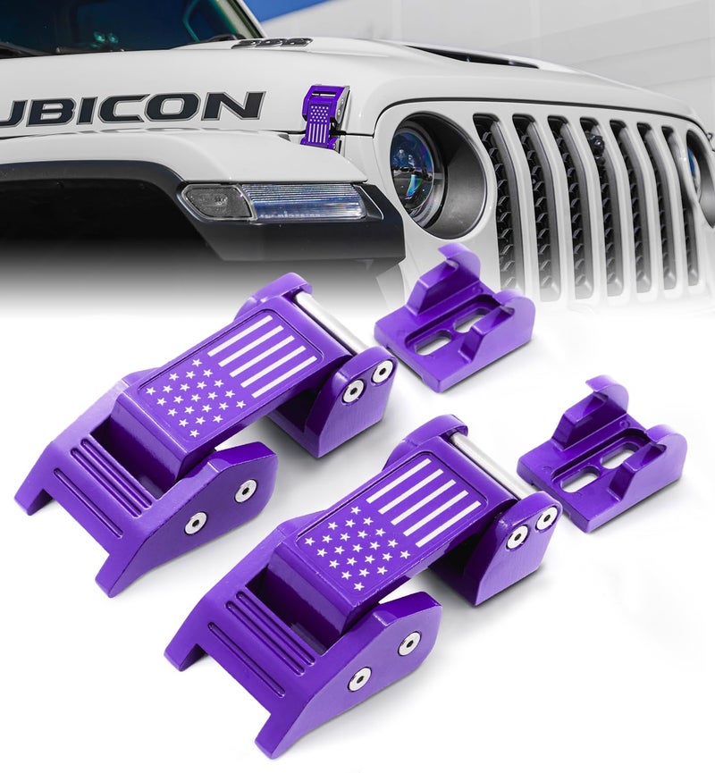 Xprite Aluminum Purple Hood Latches with US Flag Adjustable Hood Latch Catches Kit Compatible with Jeep Wrangler JK JKU 20072018 Jeep Wrangler JL JLU 20182026 Gladiator JT - Image 2