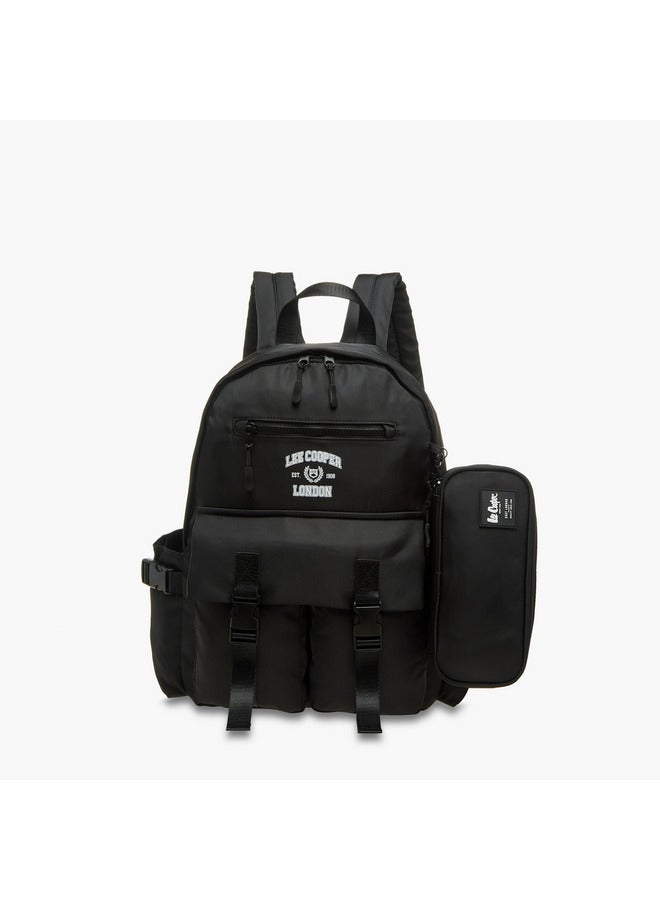 Lee Cooper Logo Print School Backpack And Pencil Pouch Set - Image 1