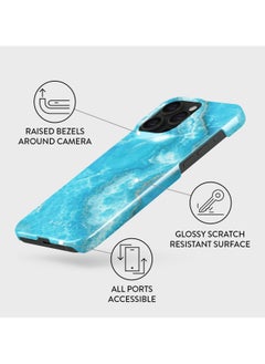 BURGA iPhone 14 Pro Max Case, 2 Piece Hard Shell + TPU Silicone Interior, Shock Absorption, All Port Accessible, Raised Bezel For Screen & Camera Protection, Never Fading HQ Print,Ocean Waves  - Image 3