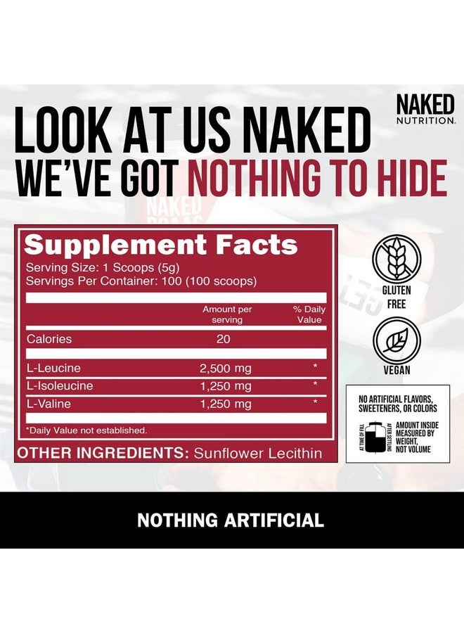 NAKED nutrition Naked BCAAs Amino Acids Powder, Only 1 Ingredient, Pure 2:1:1 Formula, Vegan Unflavored Branched Chain Amino Acids, Instantized All Natural BCAA Supplement - 500 Grams, 100 Servings - Image 3