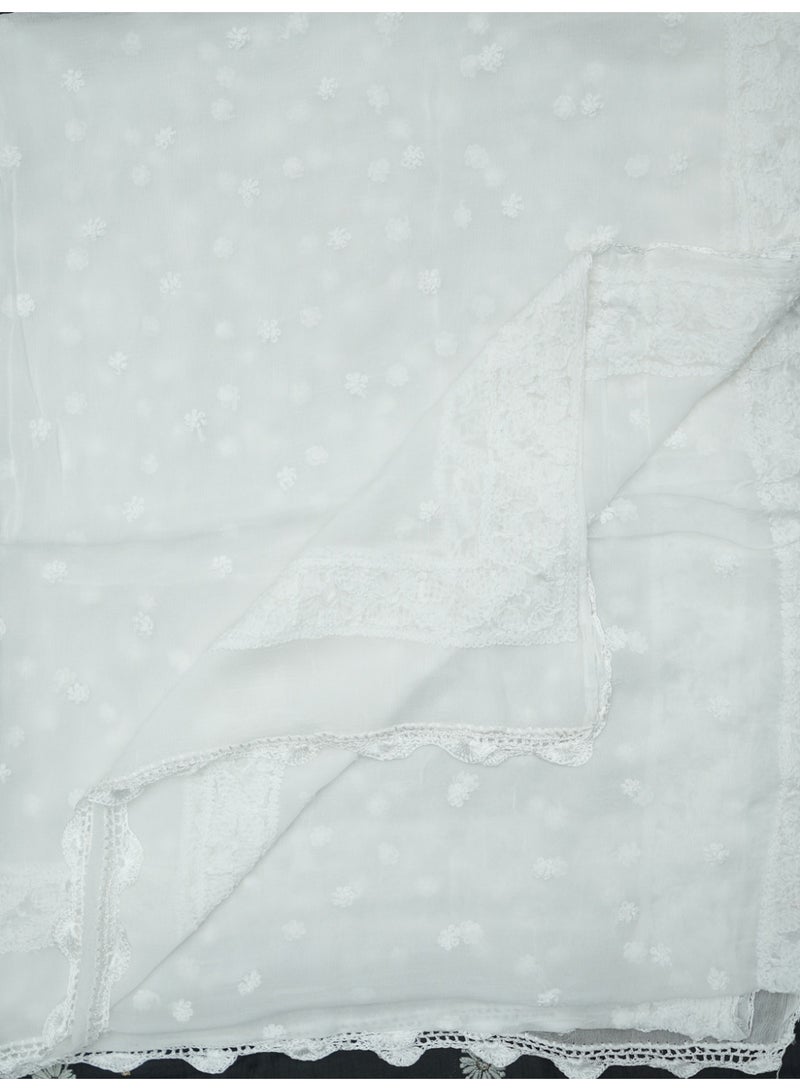 Alaya Women Hand Embroidered Mukaish Chiffon Dupatta-AL4097 - Image 3