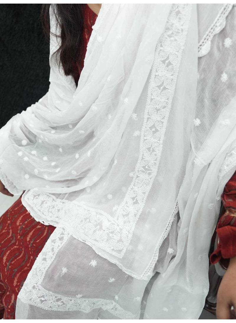 Alaya Women Hand Embroidered Mukaish Chiffon Dupatta-AL4097 - Image 2