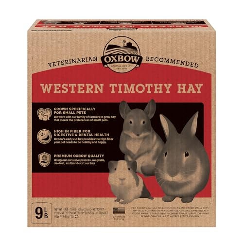 Oxbow Animal Health Western Timothy Hay, Guinea Pig Hay, Small Pet Bunny Supplies, All Natural Grass for Guinea Pig, Bunny, Chinchilla & Hamster, Oxbow Rabbit Supplies for Bunnies, 9 lb box - Image 1