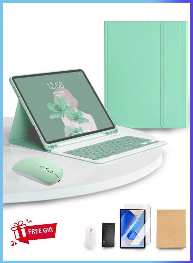iPad Keyboard For iPad 11th Generation (A16 2025) / 10th Generation Case With Keyboard 10.9 Inch 2022, PU Leather Case With Pen Holder Ultra-Thin Leather Smart Case With Mouse+ Free Anti-Glare Screen Protector-Anti-Drop And Sandstorm Proof- Green - Image 1
