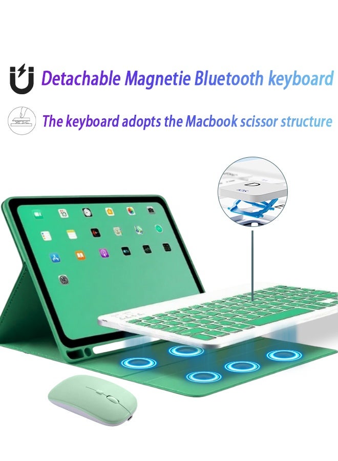 iPad Keyboard For iPad 11th Generation (A16 2025) / 10th Generation Case With Keyboard 10.9 Inch 2022, PU Leather Case With Pen Holder Ultra-Thin Leather Smart Case With Mouse+ Free Anti-Glare Screen Protector-Anti-Drop And Sandstorm Proof- Green - Image 2
