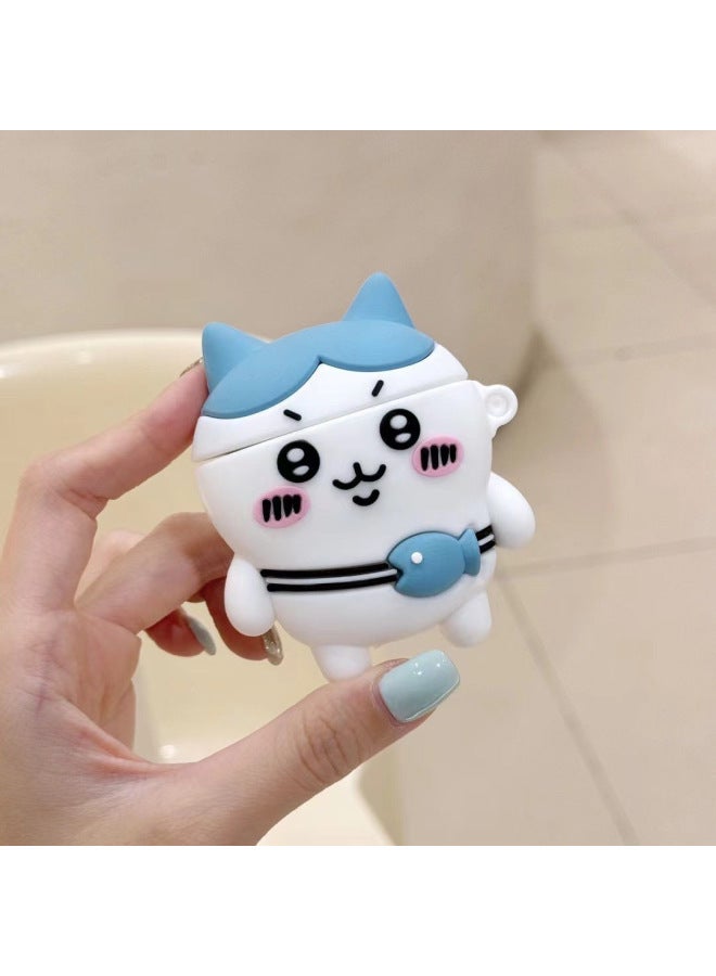Apple AirPods1/2/3/4 Generation Silicone Protective Case AirPodsPro2 Generation 4/5 Generation Cartoon Protective Case-Color:Small Fish Shoulder Bag-Applicable Model:Airpods 3 Generations - Image 1
