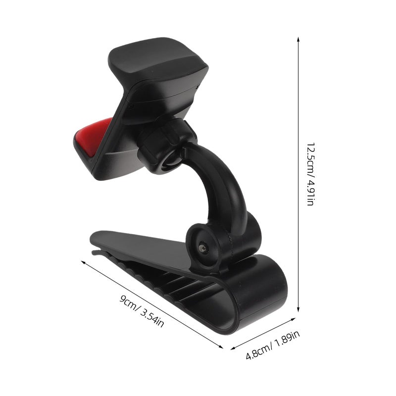Red Universal Car Phone Holder Sun Visor Mount Clip 360 Rotating For Navigation Live Streaming - Image 3