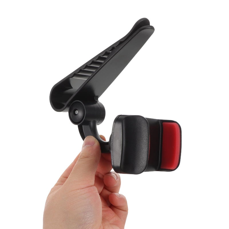 Red Universal Car Phone Holder Sun Visor Mount Clip 360 Rotating For Navigation Live Streaming - Image 5