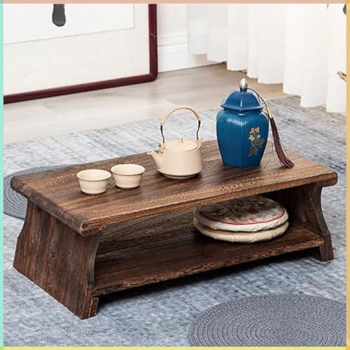 Crysellewoods Foldable Antique Coffee Table,Japanese Floor Tea Table,Laptop,Multifunctional Low Table,Suitable for Sitting On The Floor, LightweightSheesham Wood (Style 2, 59 * 34.5 * 24CM) - Image 1