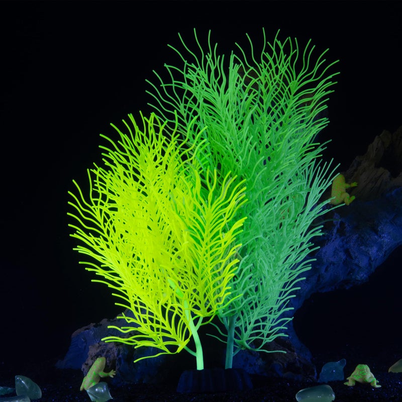 LPFLASAT BigYellow Aquarium Decor Artificial Plant Glowing Aquatic Plants Silicone Ornament for Fish Tank Landscape Decoration Betta Fish Tank Decor 1 Count