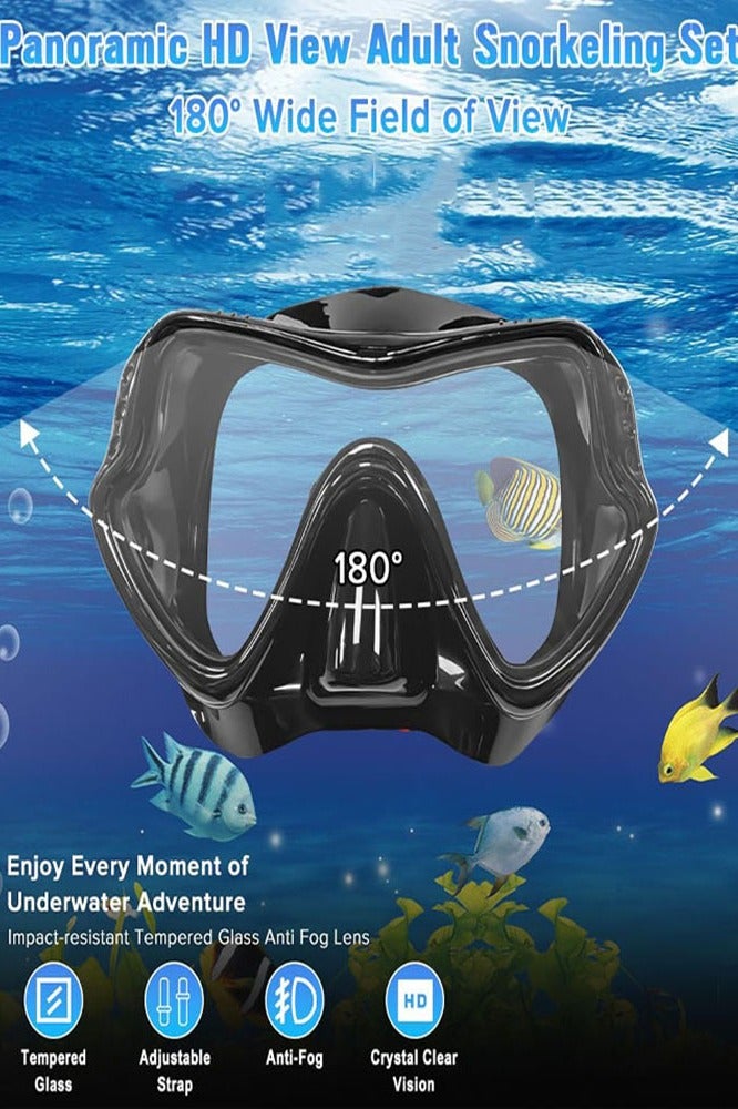 0 تي أوه وان تيك قناع الغوص، قناع الغوص، مضاد الضباب مضاد التسرب 180 درجة بانورامي قناع الغوص فائق الشفاف، قناع الغوص الحر والجاف سنوركل، ناعم ومريح -مجموعة القناع للبالغين الشباب - Image 3