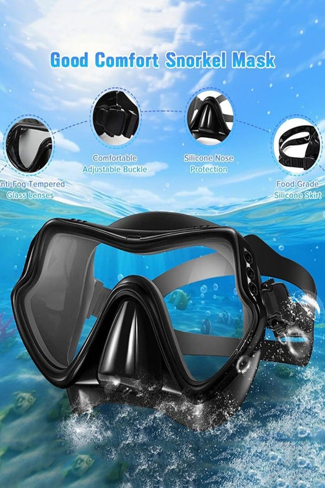 0 تي أوه وان تيك قناع الغوص، قناع الغوص، مضاد الضباب مضاد التسرب 180 درجة بانورامي قناع الغوص فائق الشفاف، قناع الغوص الحر والجاف سنوركل، ناعم ومريح -مجموعة القناع للبالغين الشباب - Image 4